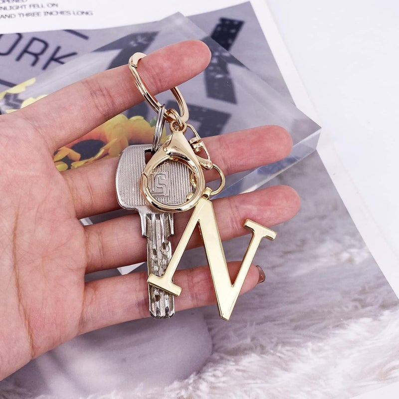 LAXPICOL Gold Letter A-Z Keychain for Women Bag Charms Purse Charms For Handbags Metal Alphabet Initial Letter Keychain - Image 3